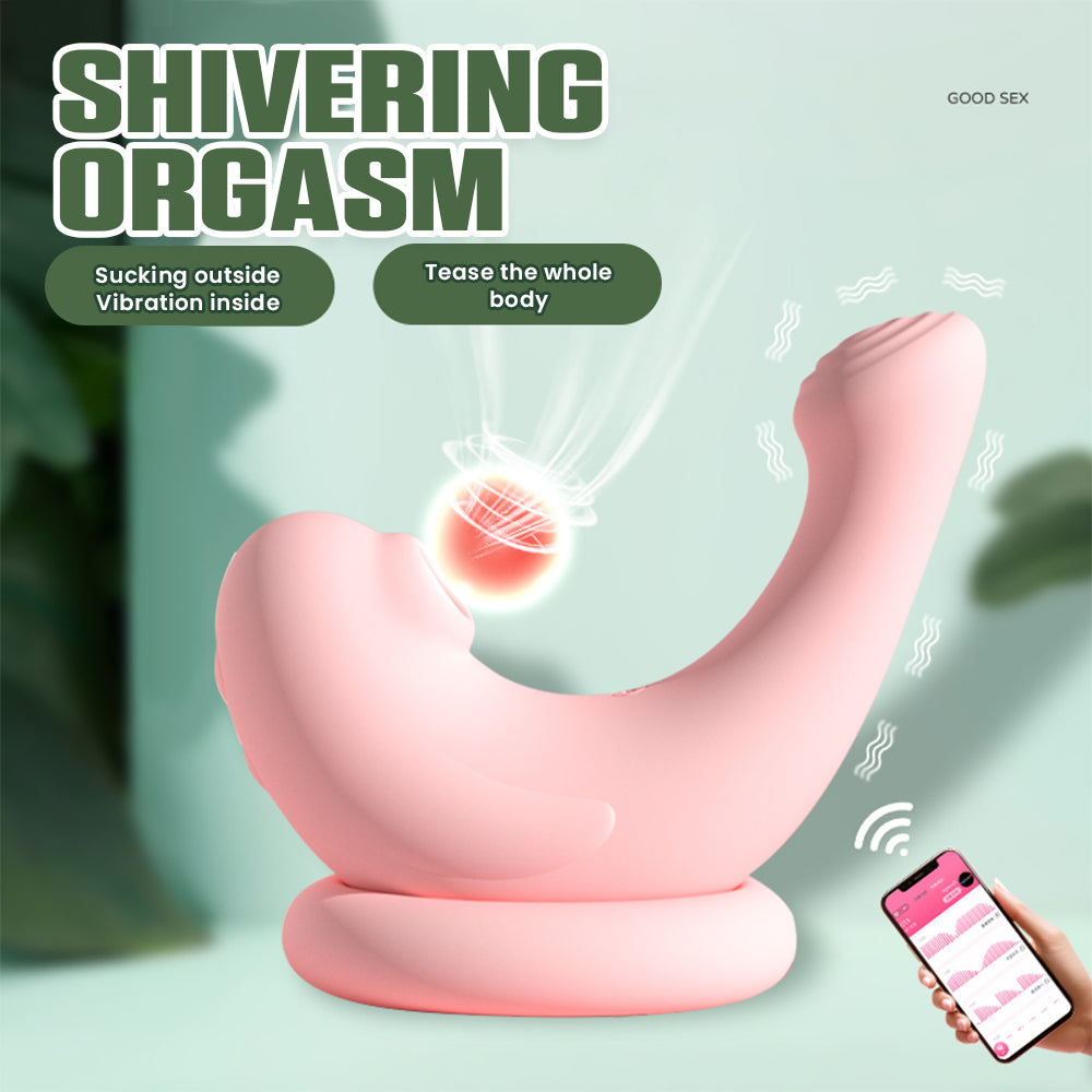 Dolphin Style Suction Vibrating Finger Dildo